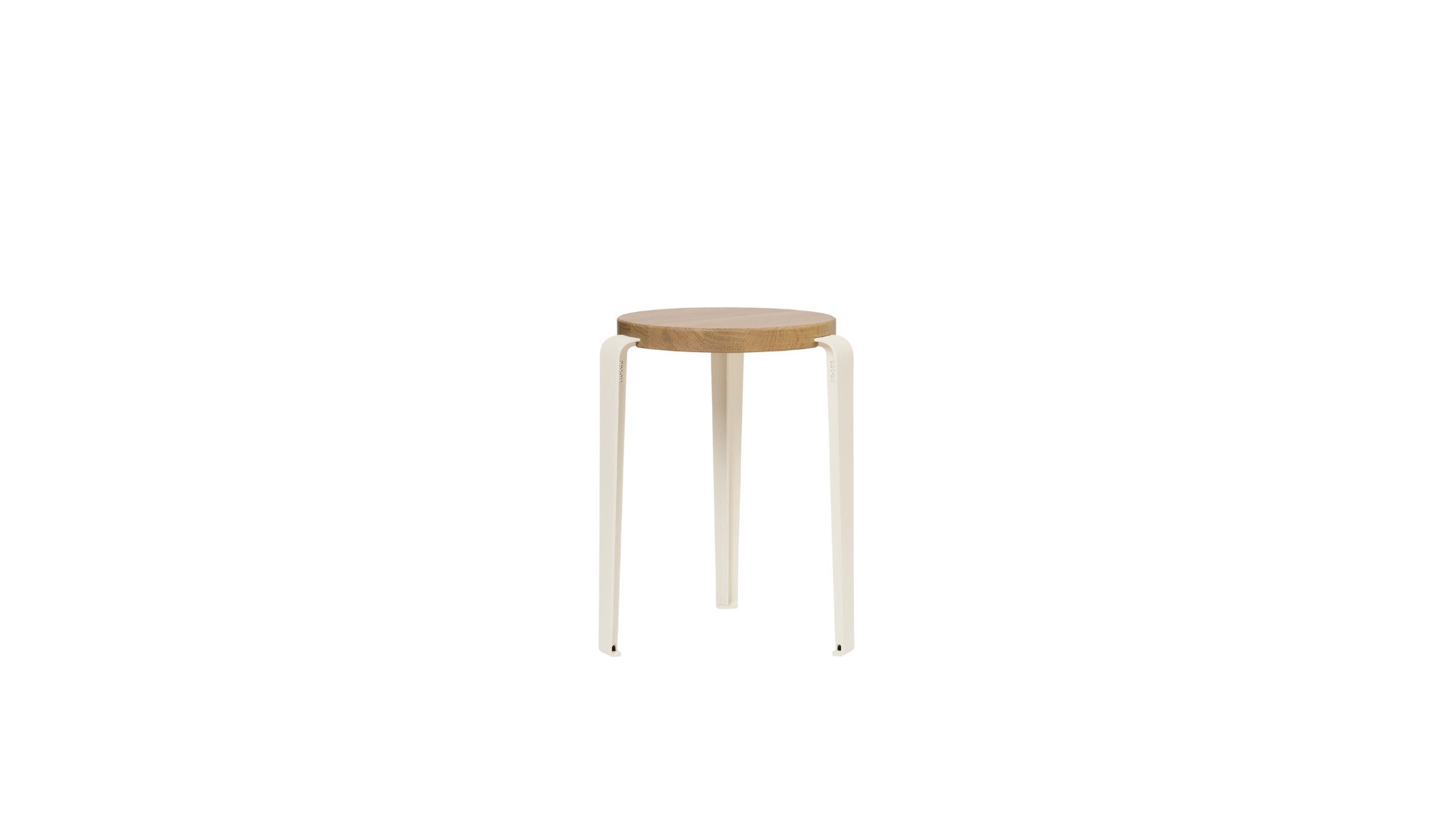 Tabouret Lou en chêne et acier blanc crème