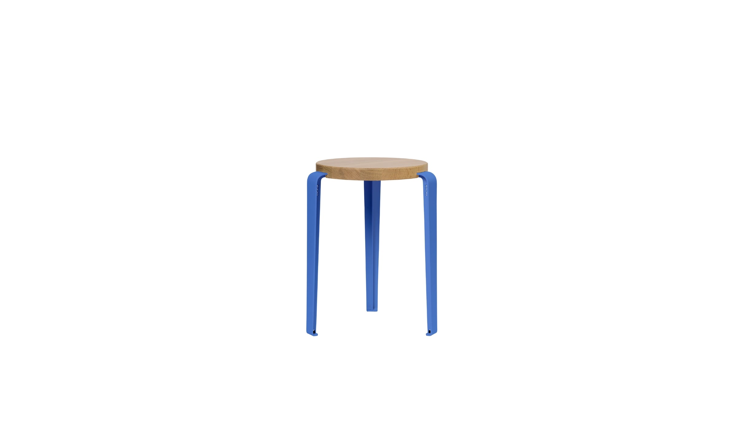 Tabouret Lou en chêne et acier bleu azur