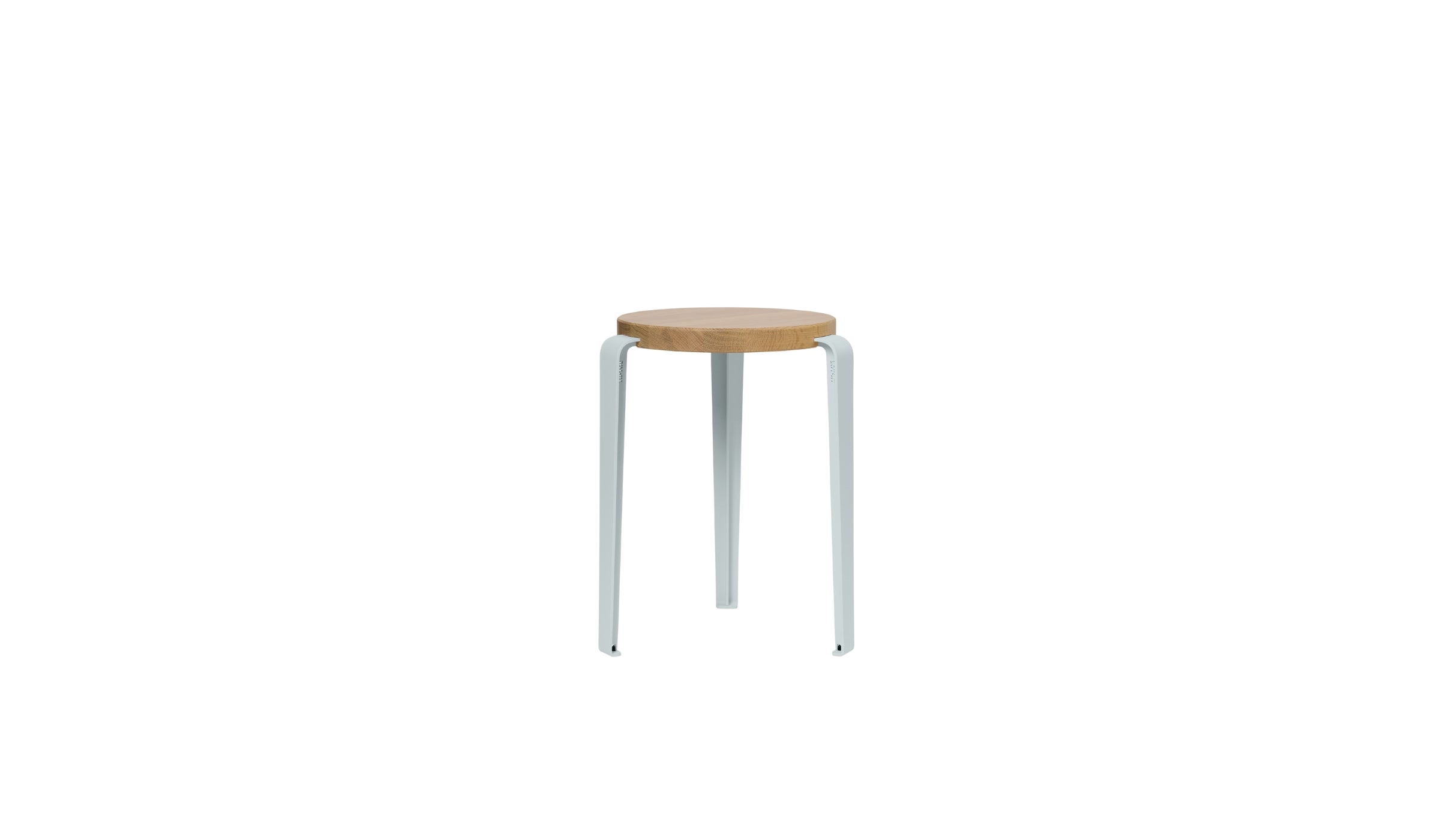 Tabouret Lou en chêne et acier bleu pâle