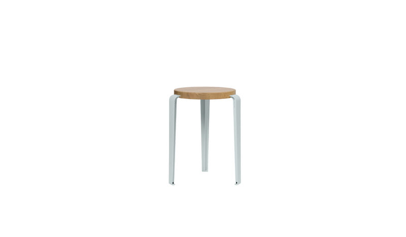 Tabouret Lou en chêne et acier bleu pâle