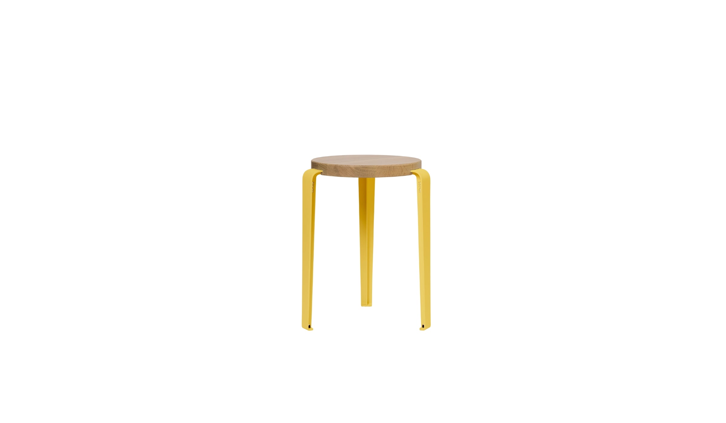 Tabouret Lou en chêne et acier jaune brioche