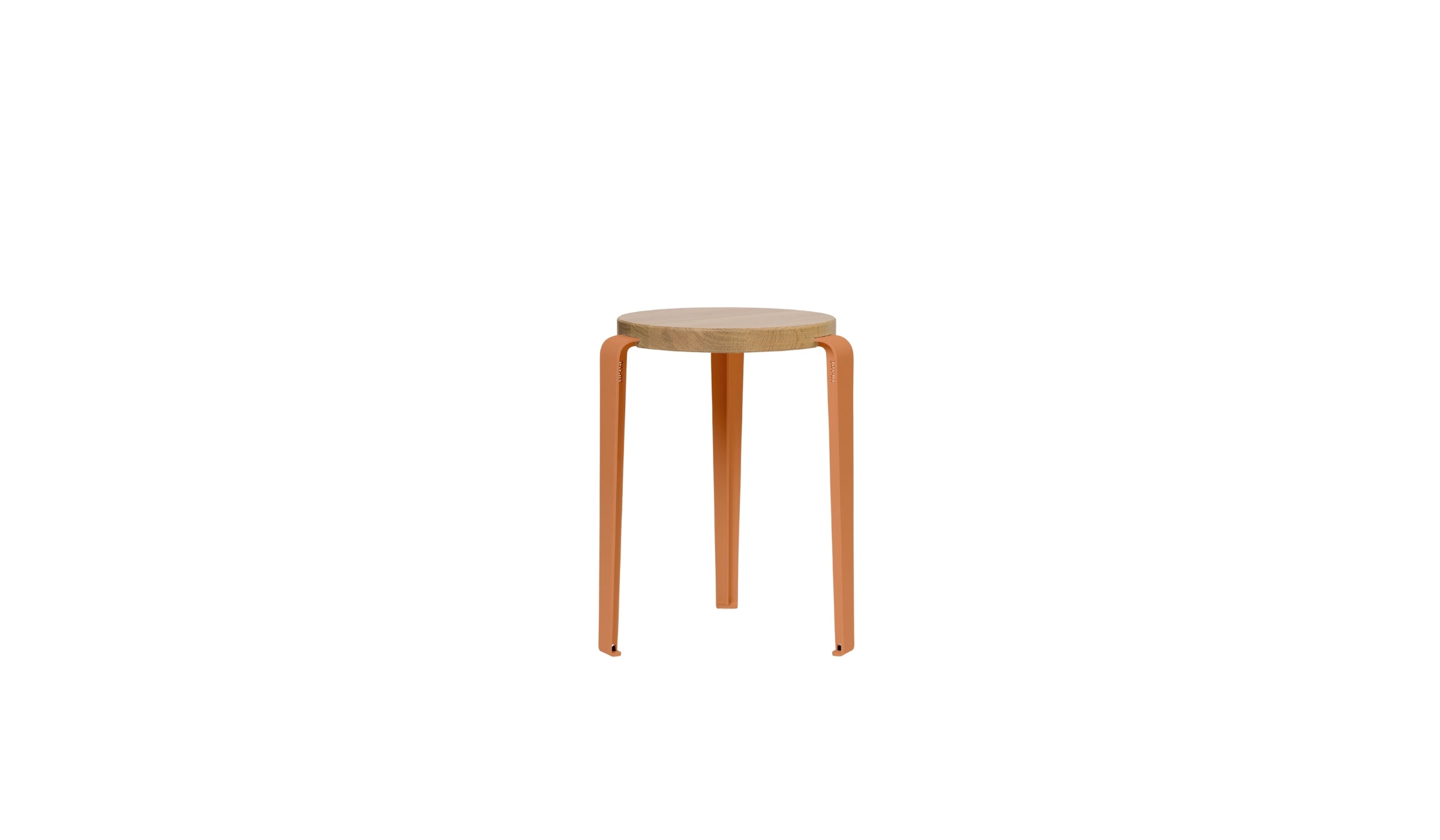Tabouret Lou en chêne et acier rouge tangerine