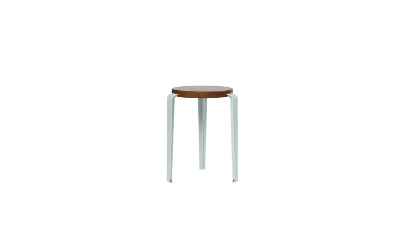 Tabouret Lou en chêne teinté et acier bleu pâle