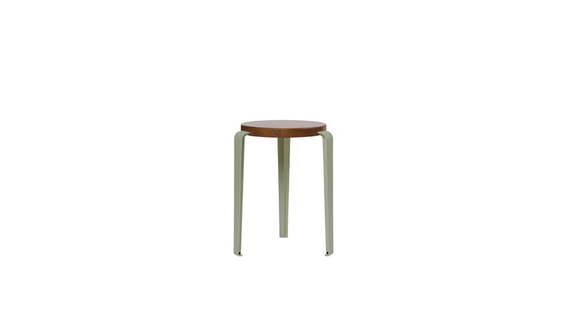 Tabouret Lou en chêne teinté et acier gris eucalyptus