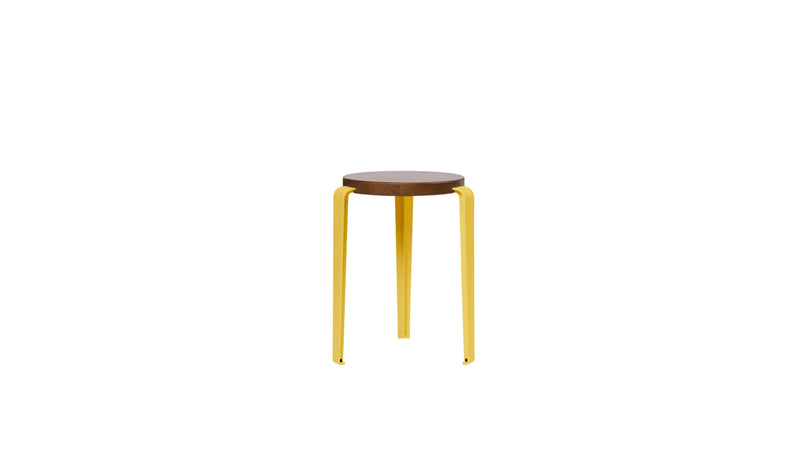 Tabouret Lou en chêne teinté et acier jaune brioche