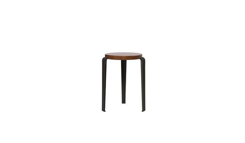 Tabouret Lou en chêne teinté et acier noir graphite