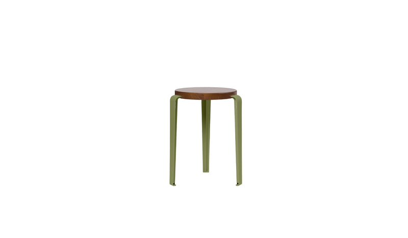 Tabouret Lou en chêne teinté et acier vert kaki