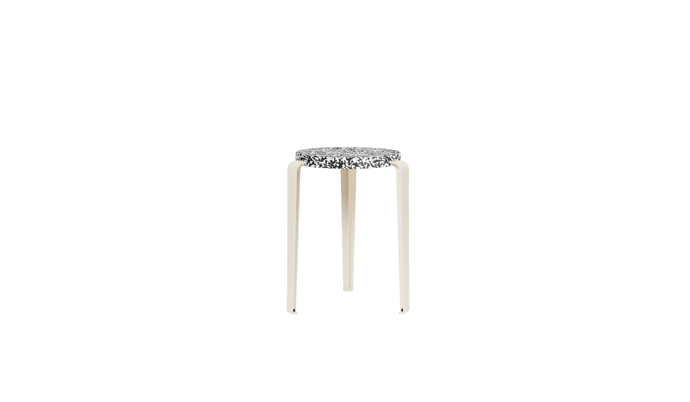 Tabouret Lou en plastique recyclé Macchiato et acier blanc crème