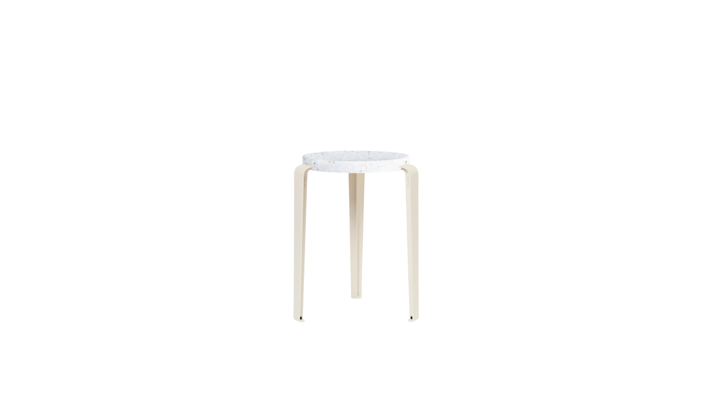 Tabouret Lou en plastique recyclé Venezia, blanc crème
