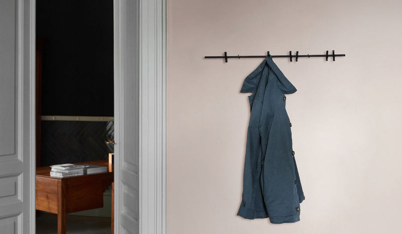 Porte-manteau, 6 piquets, 70cm, noir