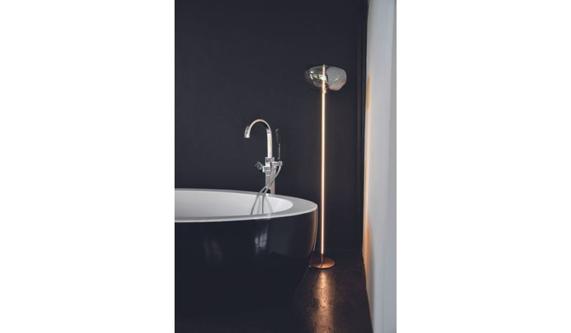 G222 - Lampe sur pied, galet noir en verre soufflé, noir mat - NOVINEA Lampadaire