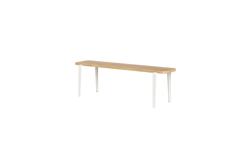 Banc Lou, 140 cm, chêne naturel et acier blanc crème