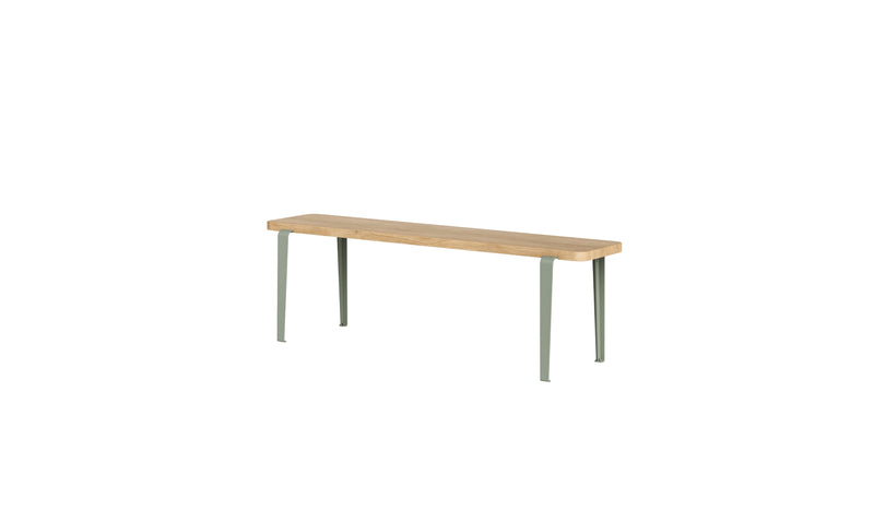 Banc Lou, 140 cm, chêne naturel et acier gris eucalyptus