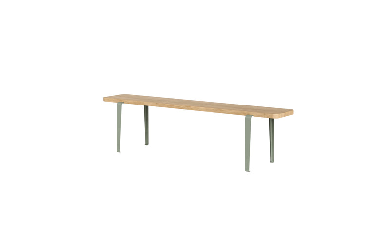 Banc Lou, 170 cm, chêne naturel et acier gris eucalyptus