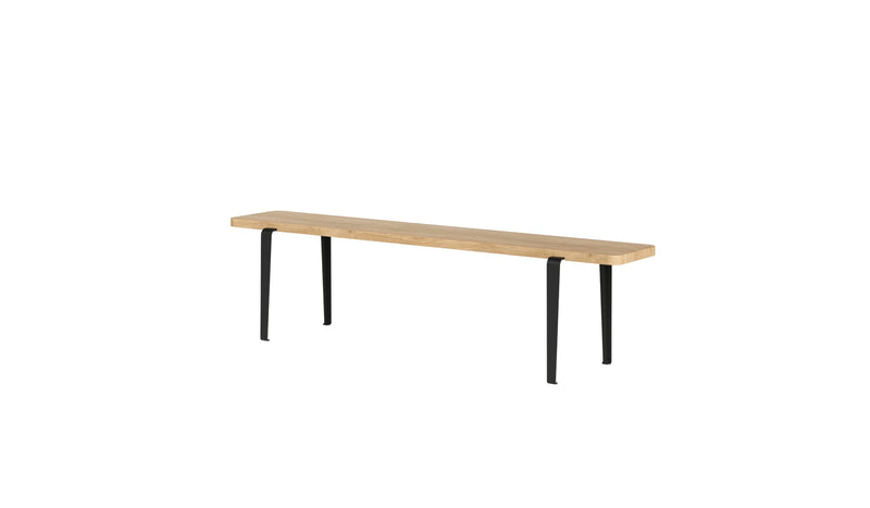 Banc Lou, 170 cm, chêne naturel et acier noir graphite