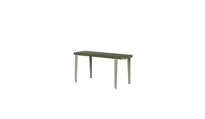 Banc Lou, 90 cm, bois teinté vert et acier gris eucalyptus