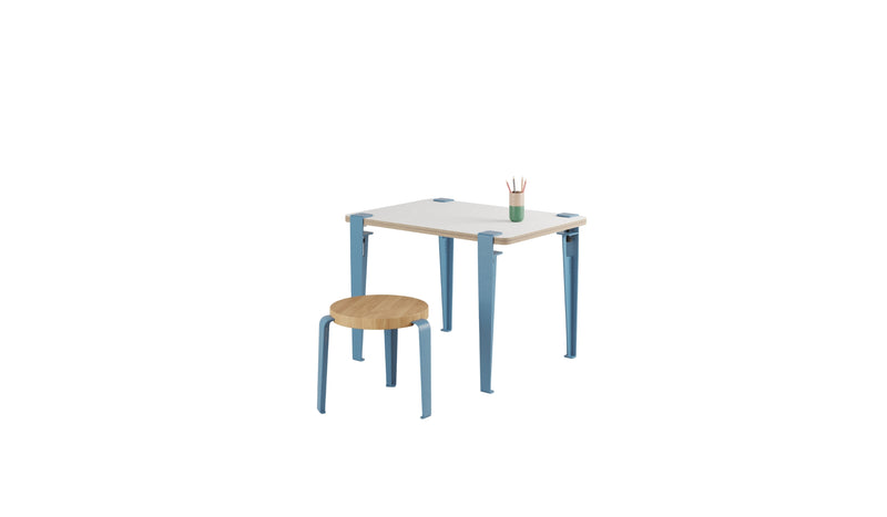 Bureau enfant, ardoise Vice-Versa, pieds en acier bleu baleine