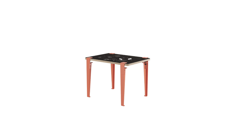 Bureau enfant, ardoise Vice-Versa, pieds en acier rose flamant