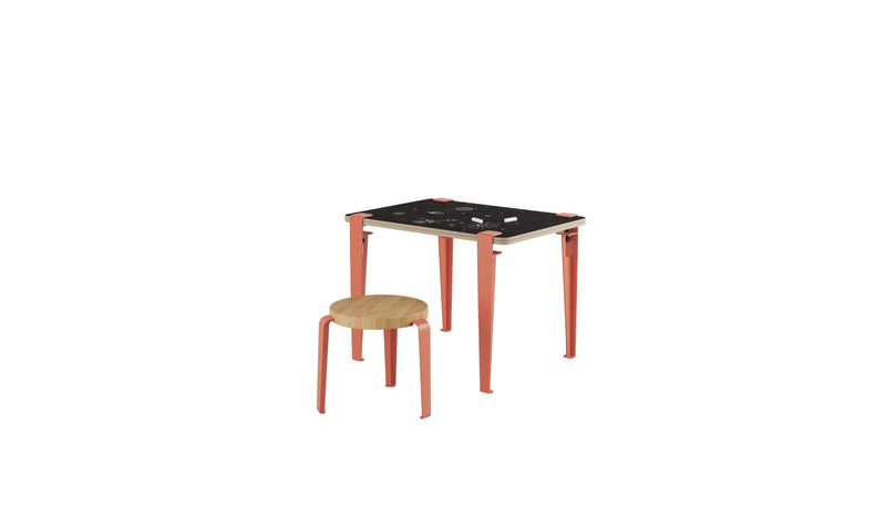 Bureau enfant, ardoise Vice-Versa, pieds en acier rose flamant