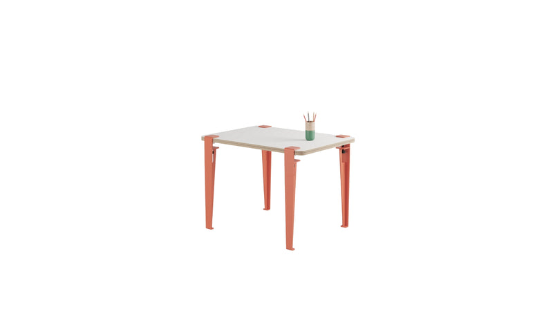 Bureau enfant, ardoise Vice-Versa, pieds en acier rose flamant