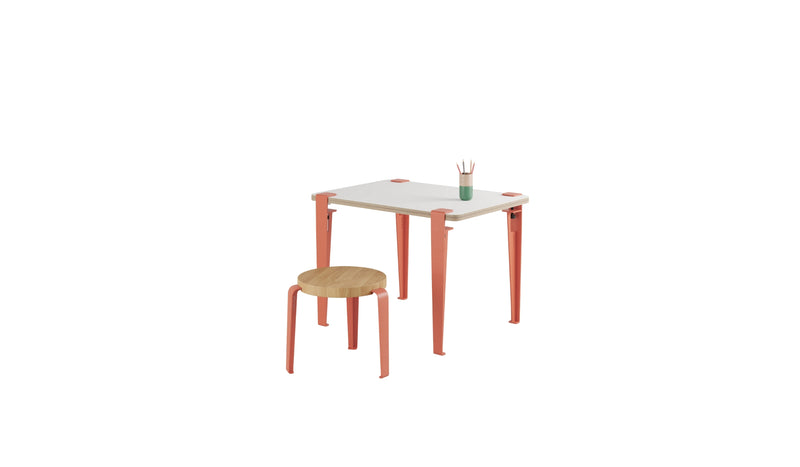 Bureau enfant, ardoise Vice-Versa, pieds en acier rose flamant
