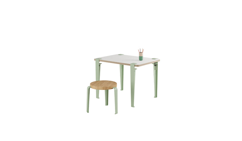 Bureau enfant, ardoise Vice-Versa, pieds en acier vert Dino