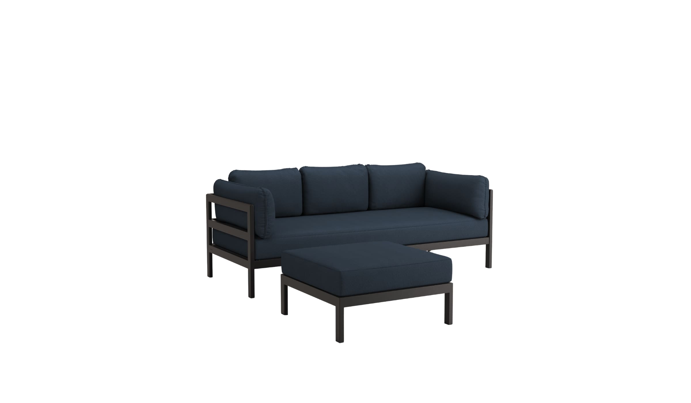 Canapé avec méridienne bleu nuit, modulable, 3-4 places, déhoussable, Easy Tiptoe. vue latérale