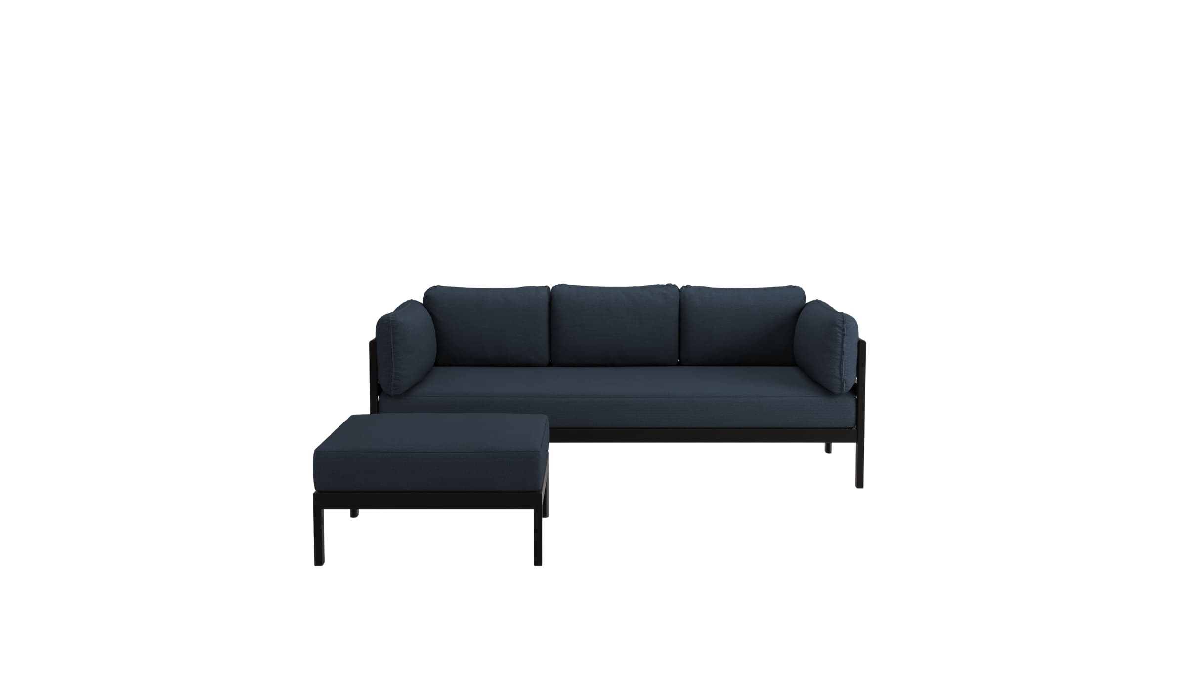 Canapé avec méridienne modulable bleu nuit, 3-4 places, déhoussable, Easy Tiptoe