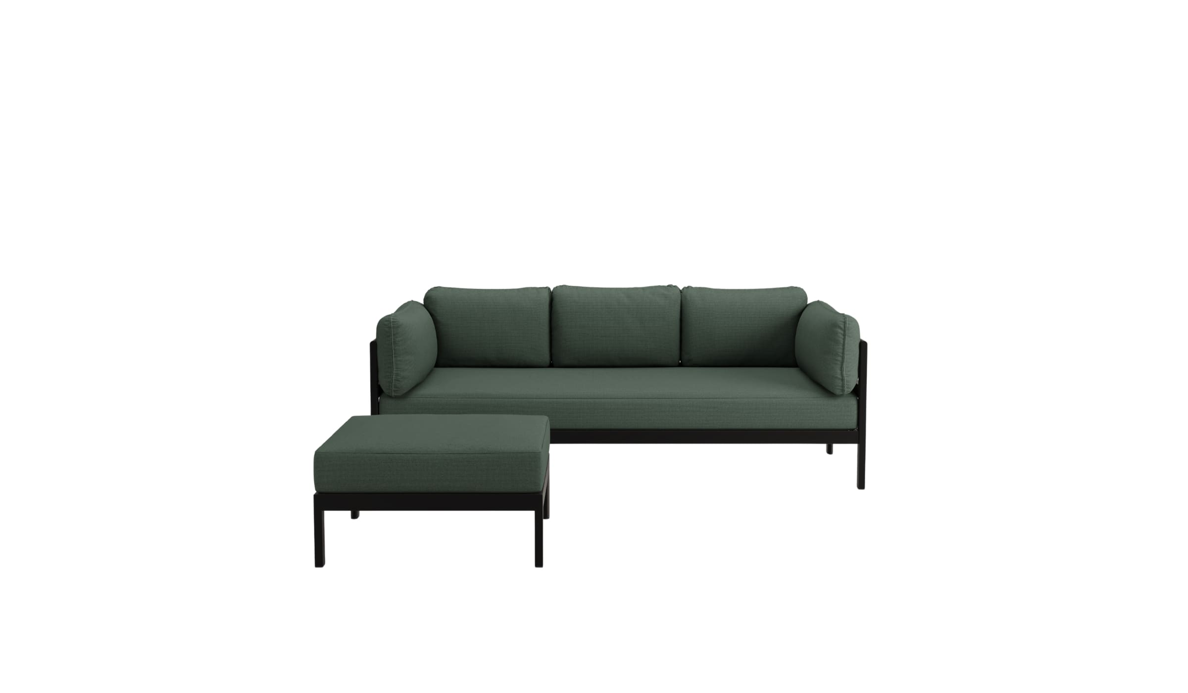 Canapé d’angle vert forêt 3-4 places Easy Tiptoe, méridienne ajustable et déhoussable