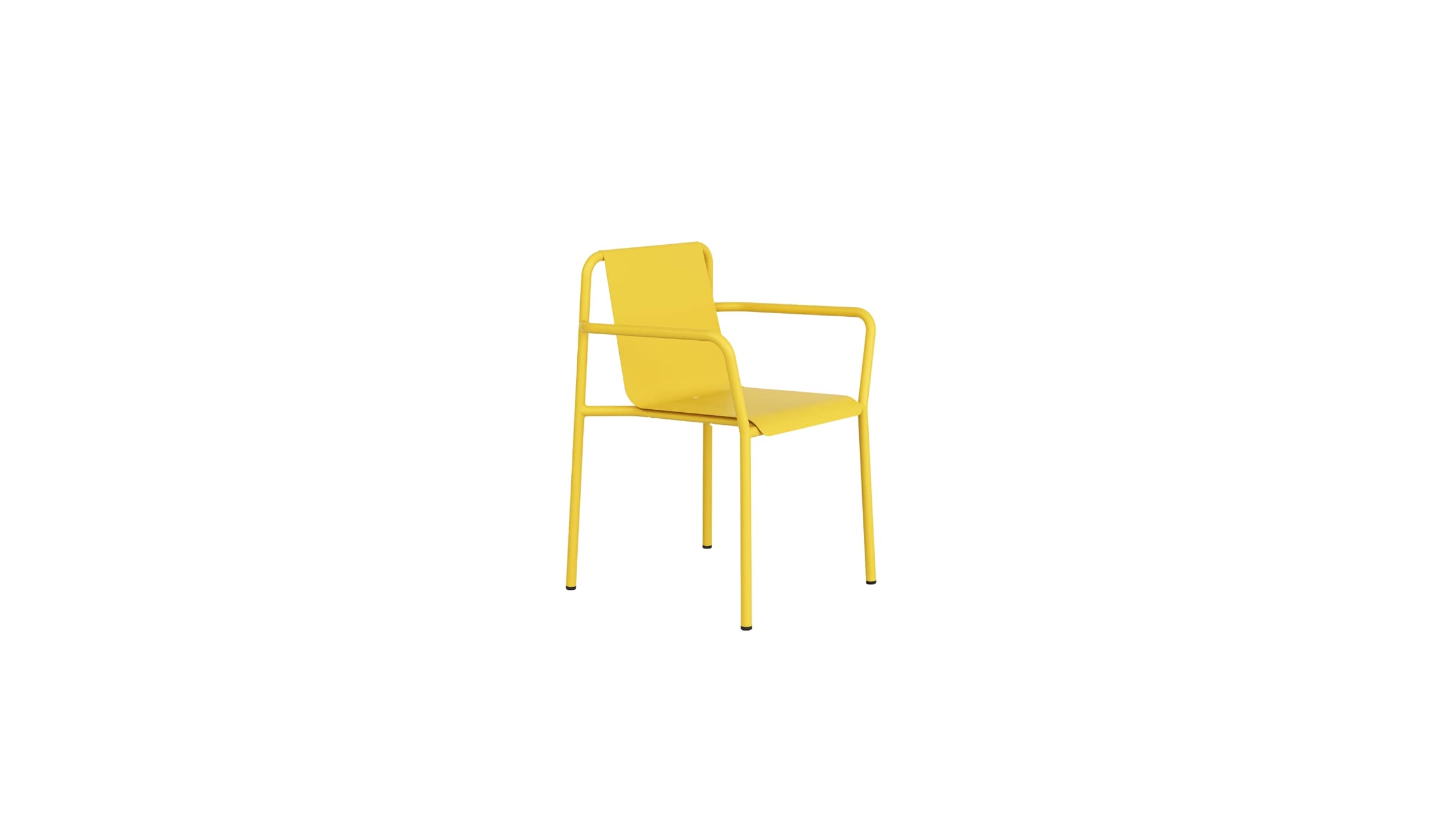 Fauteuil d’extérieur design de la marque Tiptoe, modèle Panorama, couleur jaune soleil, sur fond blanc.
