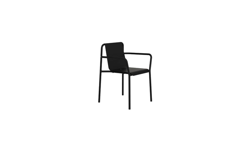 Fauteuil d’extérieur design de la marque Tiptoe, modèle Panorama, couleur noir graphite, sur fond blanc.