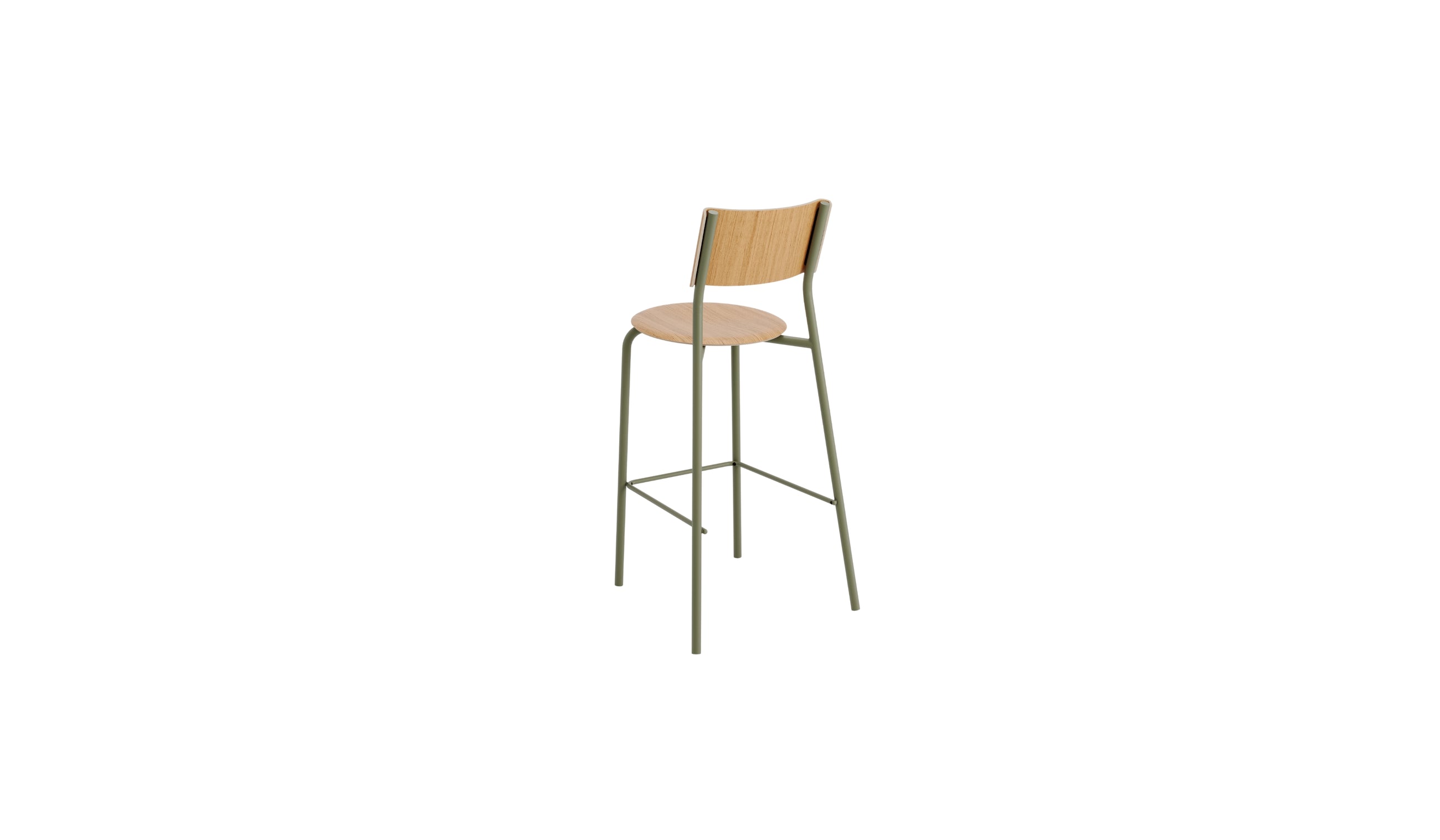 Chaise de bar SSD 75cm, en chêne et acier, vert kaki