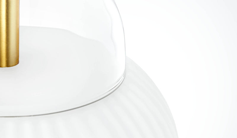 Lampe de table Shahin, laiton, verre clair et opale