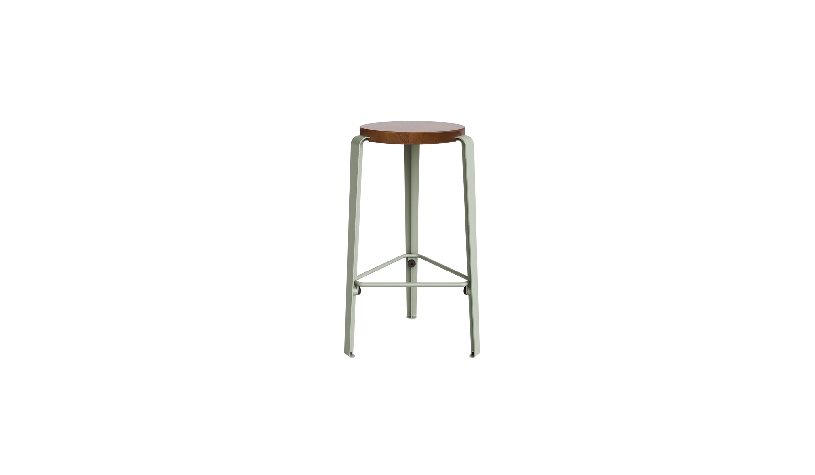 Tabouret de comptoir Lou 66cm, chêne teinté et acier gris eucalyptus