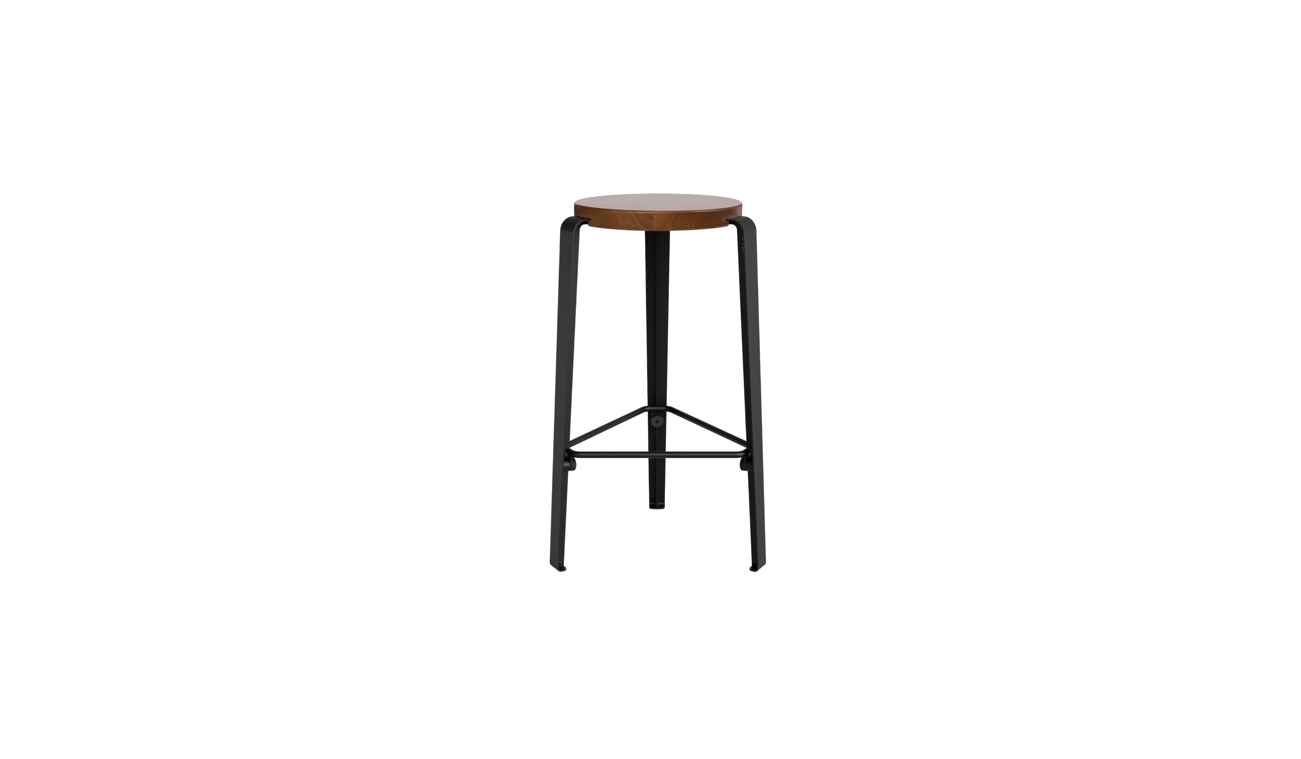 Tabouret de comptoir Lou 66cm, chêne teinté et acier noir graphite