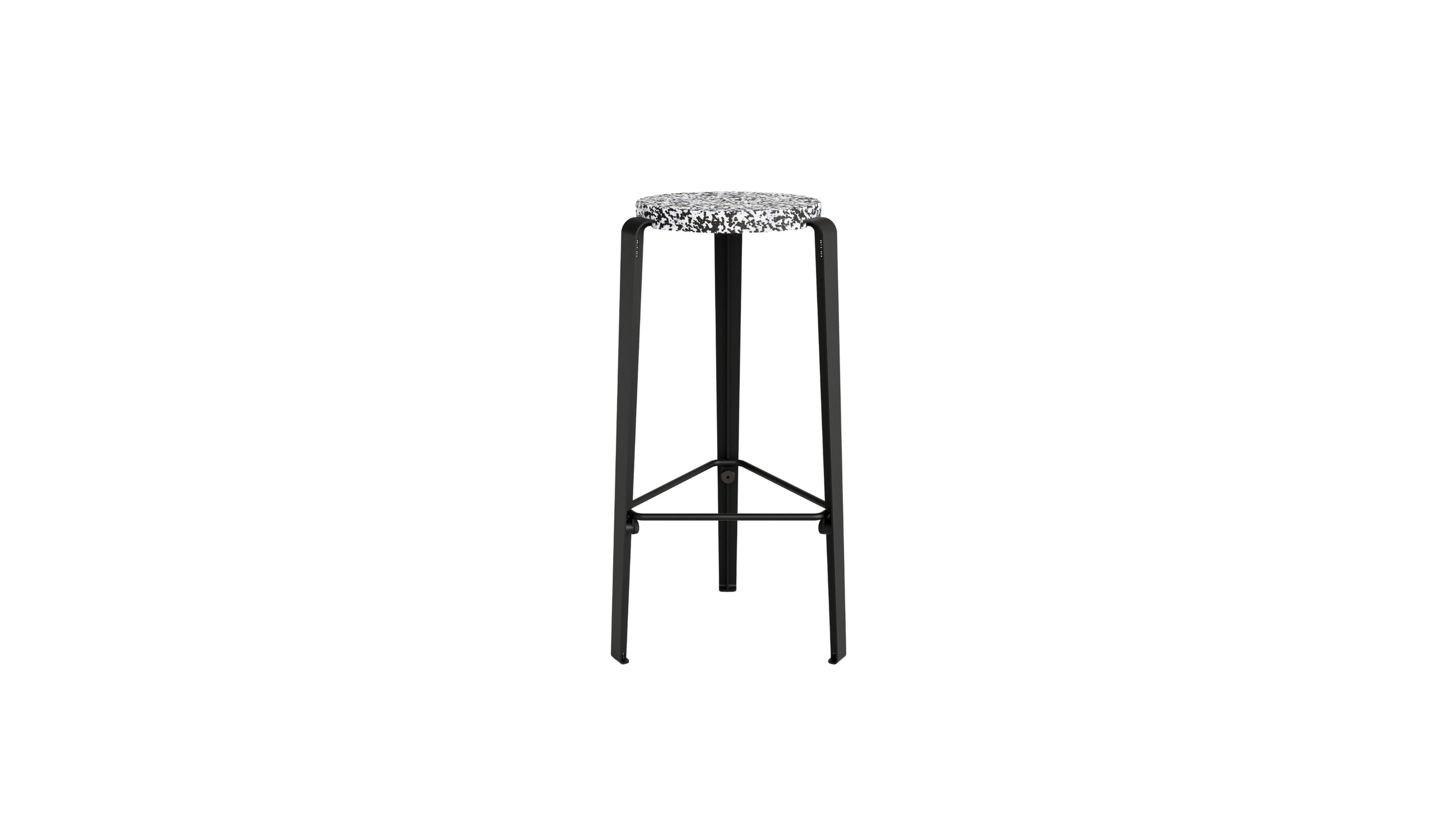 Tabouret de bar Lou 76 cm, plastique recyclé Macchiato et acier noir graphite