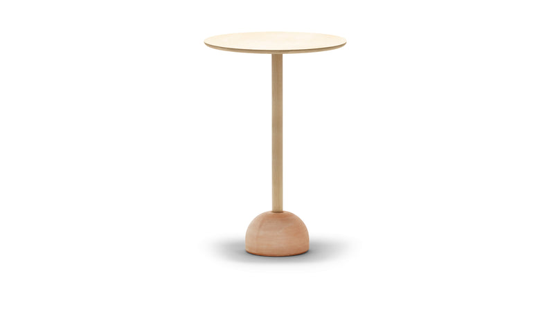 Table bistrot haute Lur, chêne et terre cuite, H 108 cm