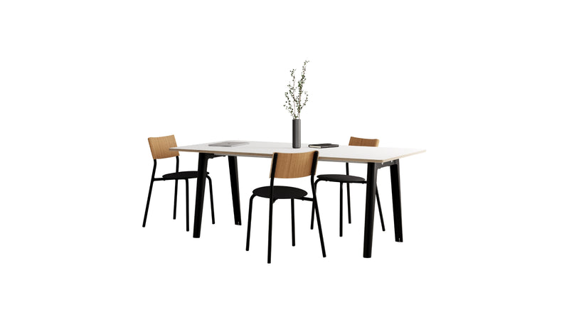 Table new Modern, 8 personnes, plateau stratifié blanc et acier noir graphite