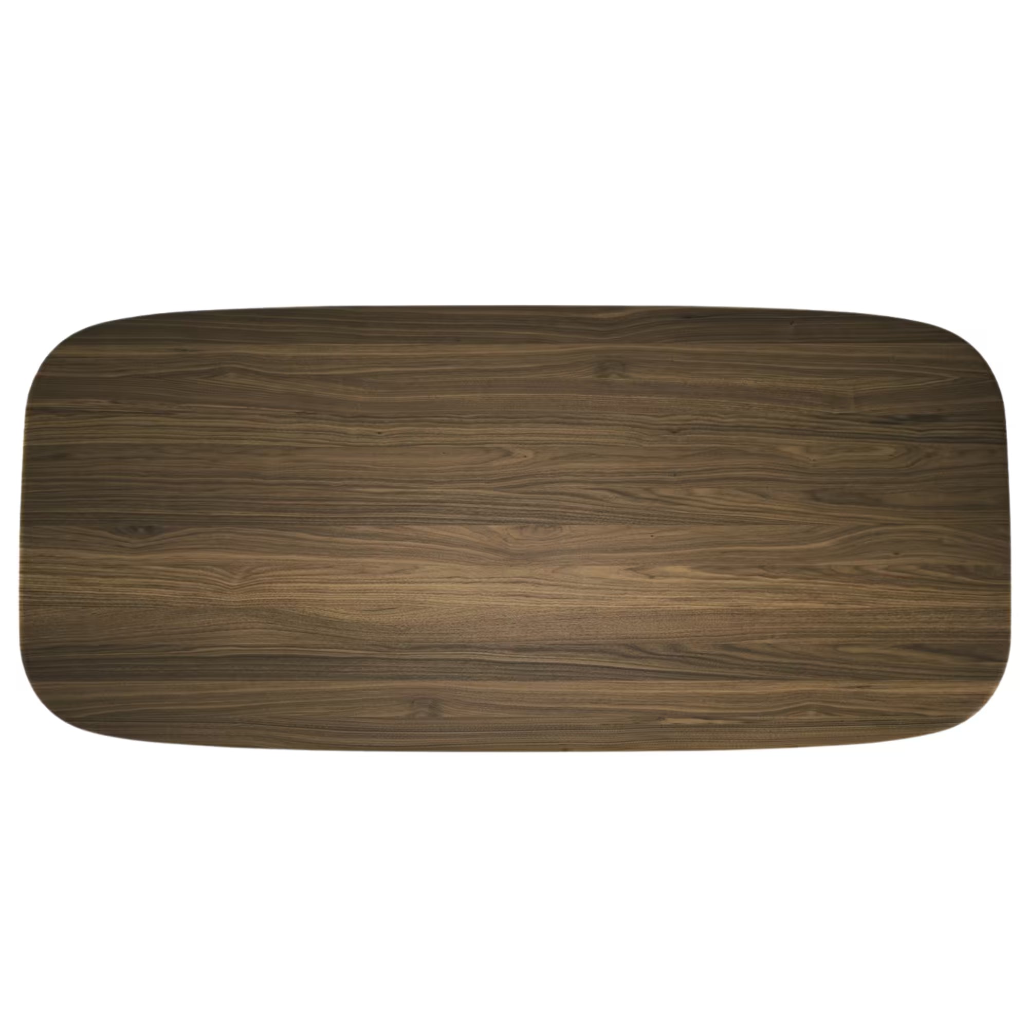 Vue du dessus de la table Soma 240 cm en noyer massif par Wewood, 8 à 10 places, sur fond blanc