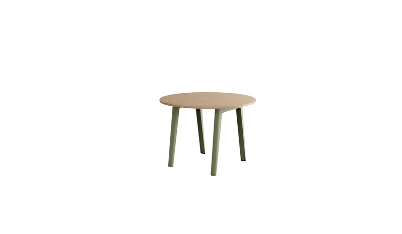 Table ronde New Modern, bois et acier vert kaki