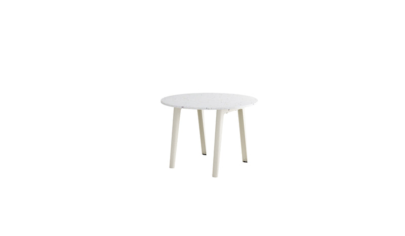Table ronde New Modern, plastique recyclé blanc et acier blanc crème