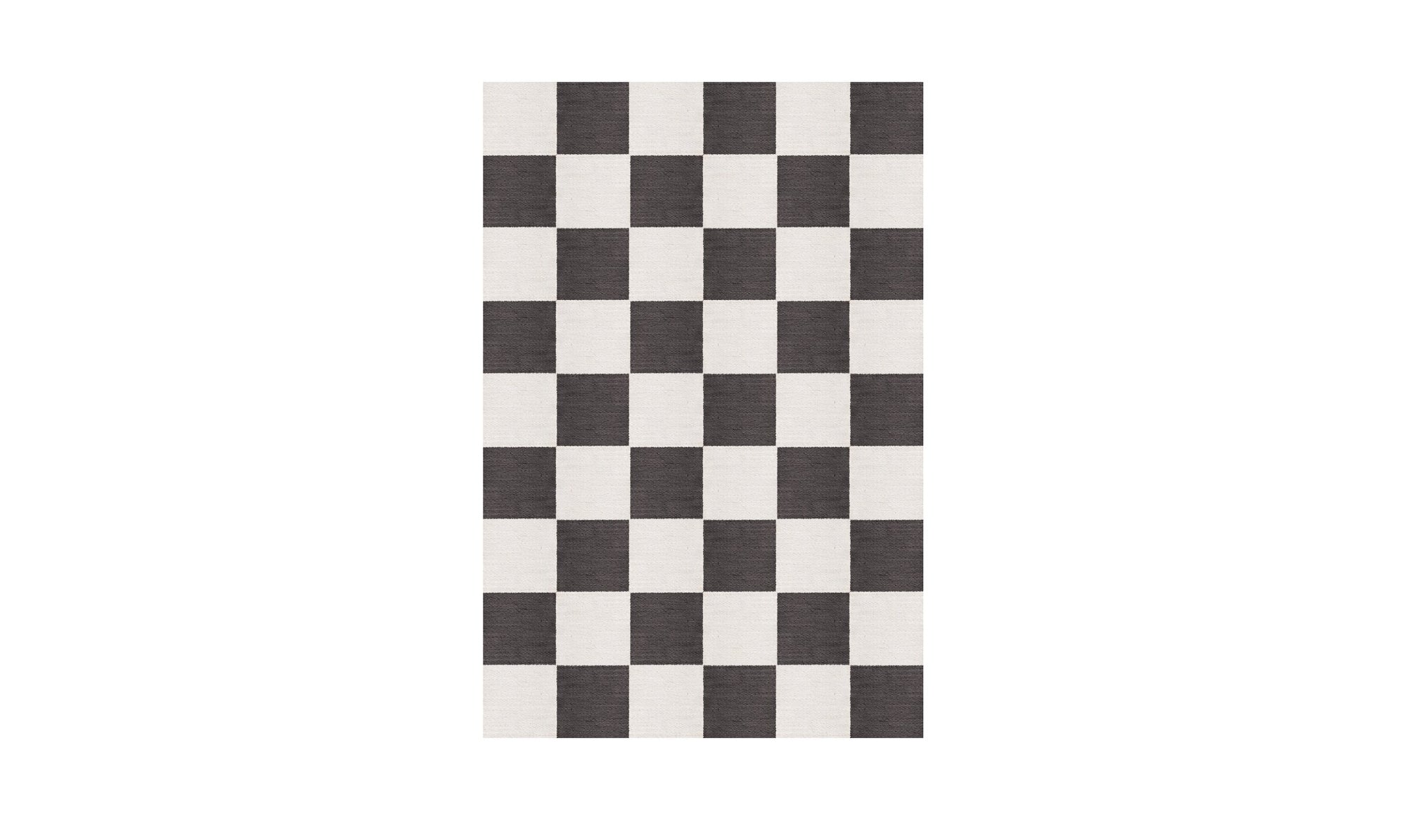 Tapis Chess à carreaux noir et blanc en laine naturelle