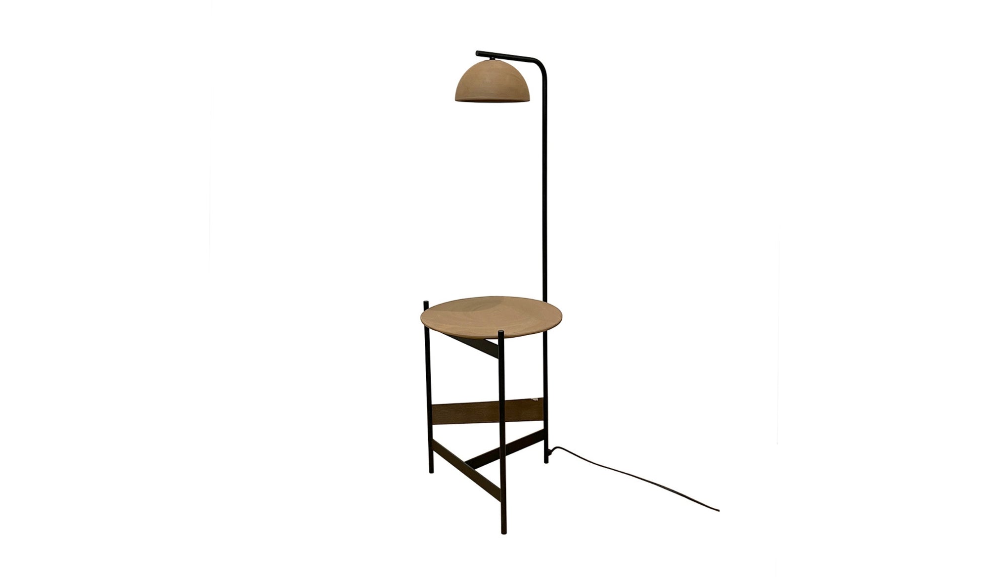 Absis - Lampadaire LED en céramique naturelle terre cuite avec étagère, noir