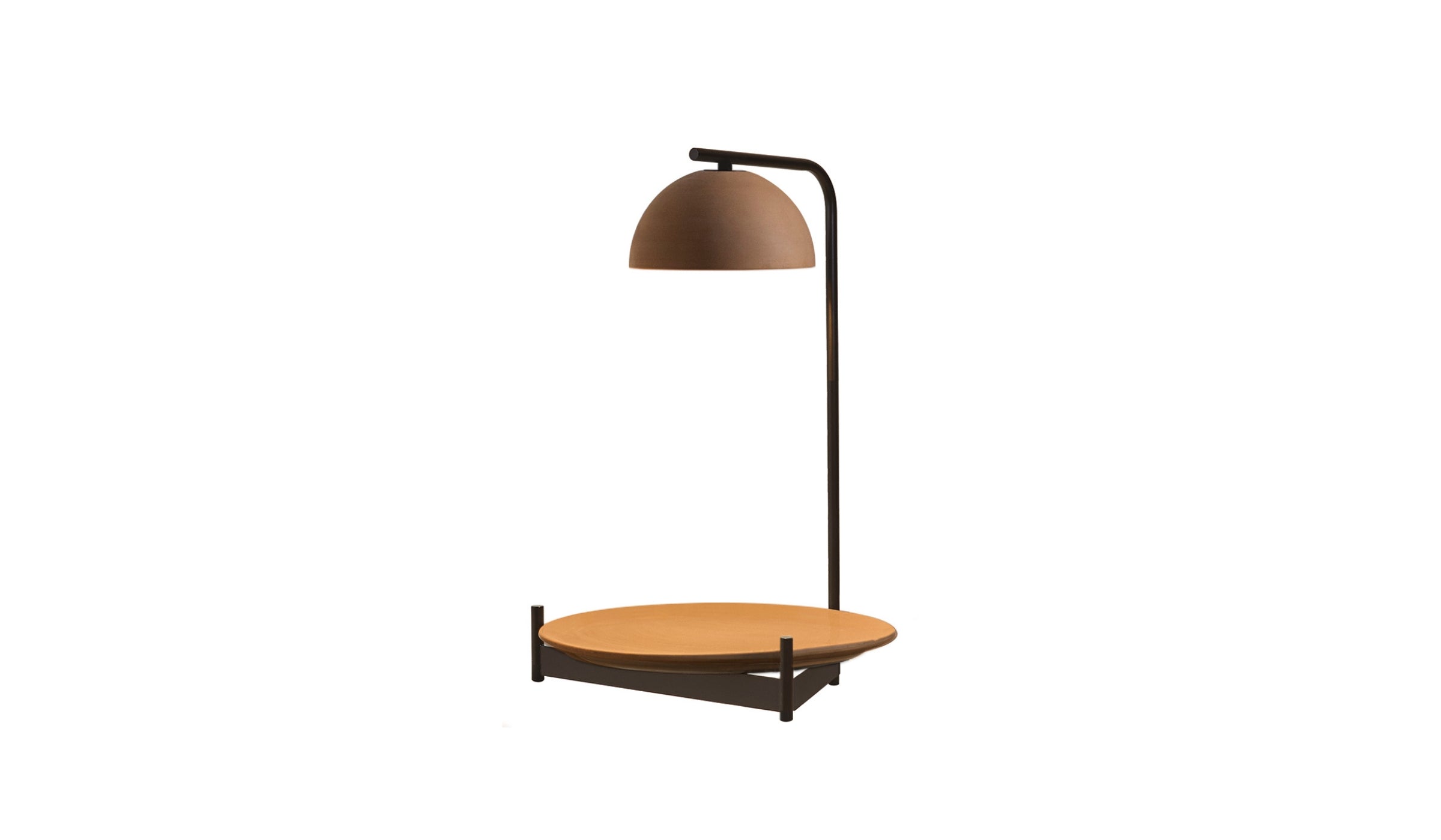 Absis - Lampe de table LED en céramique naturelle terre cuite avec étagère, noir