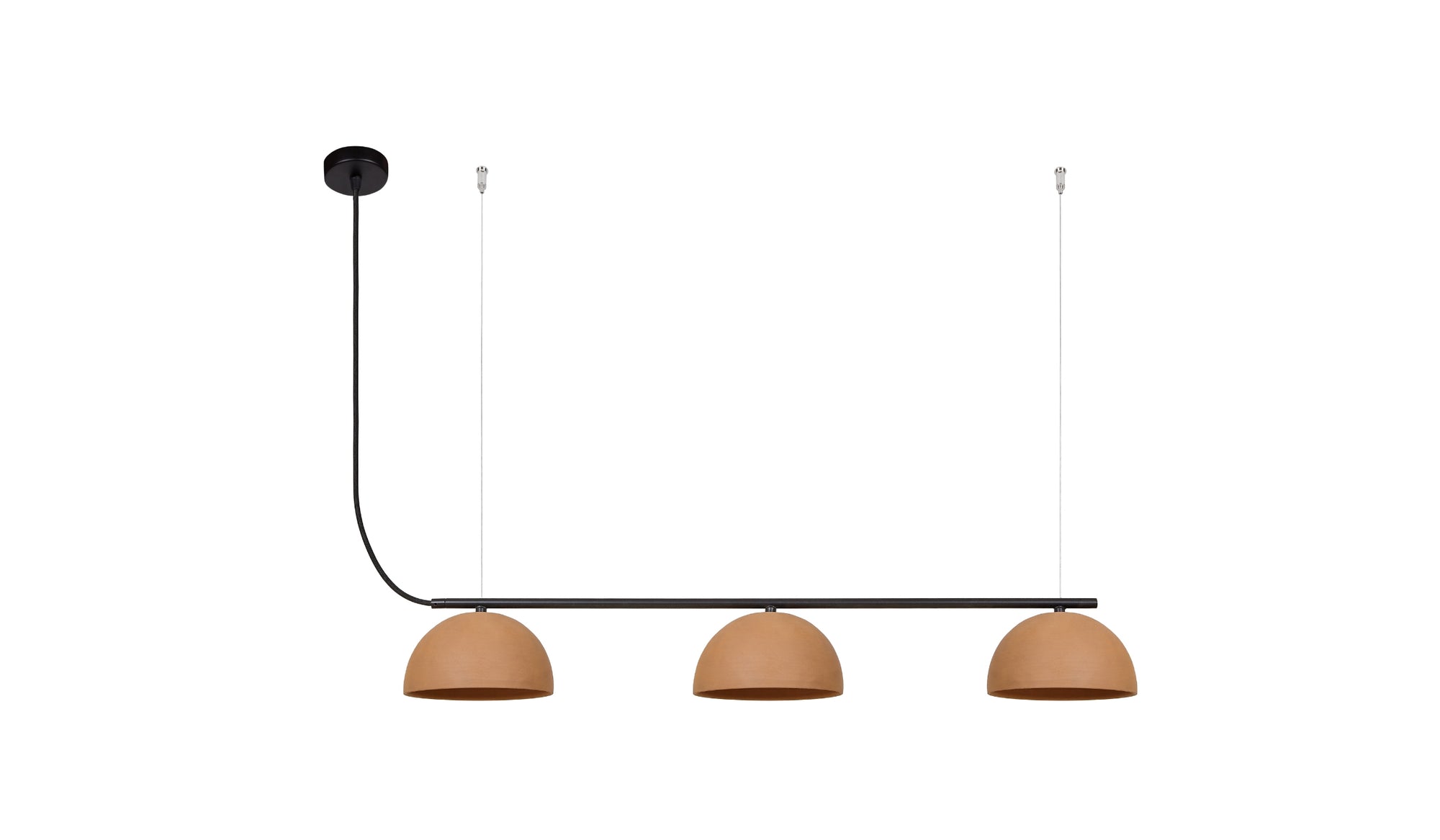 Absis 3 L - Suspension ecodesign en ligne en céramique naturelle et métal noir