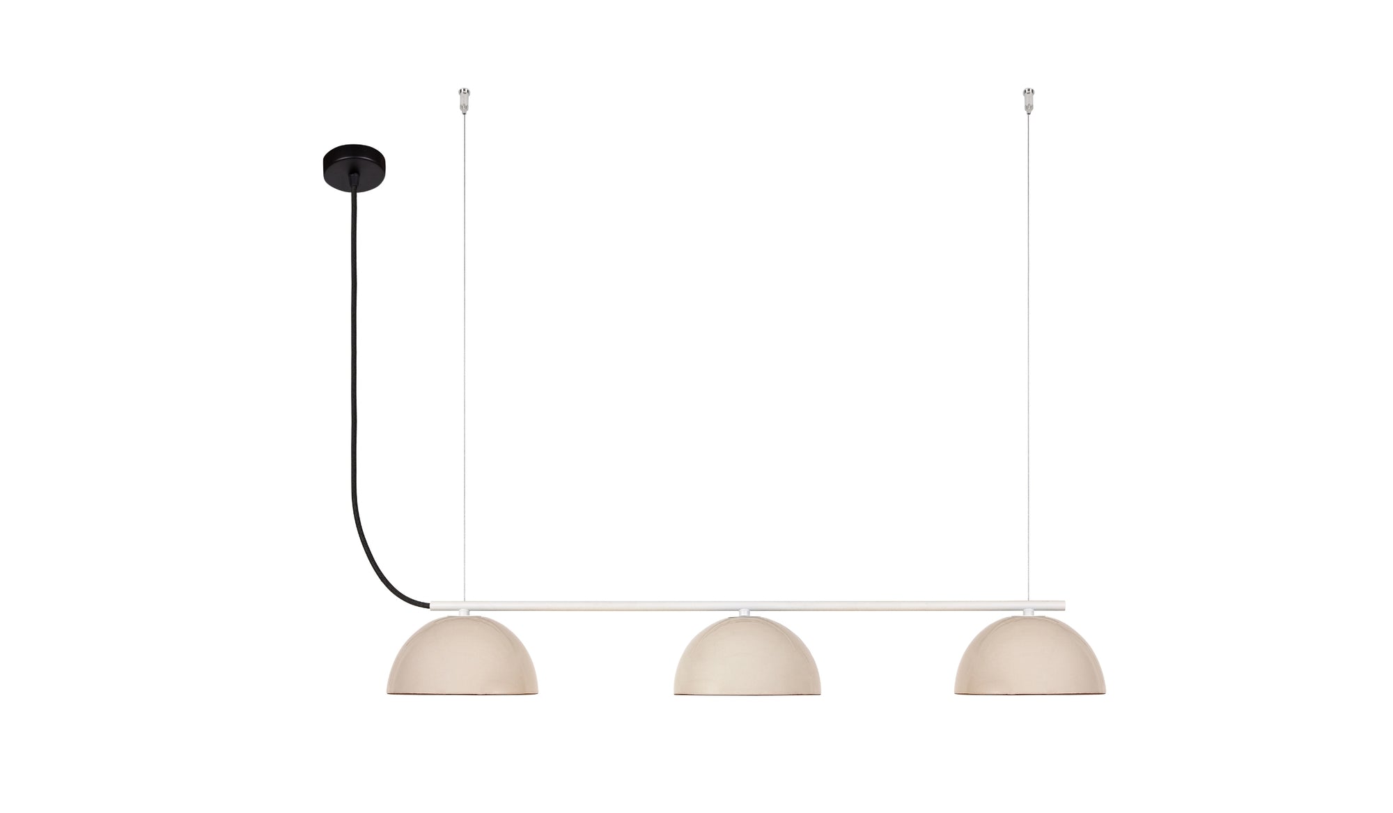 Absis 3 L - Suspension ecodesign en ligne en céramique vernie blanc cassé et métal noir