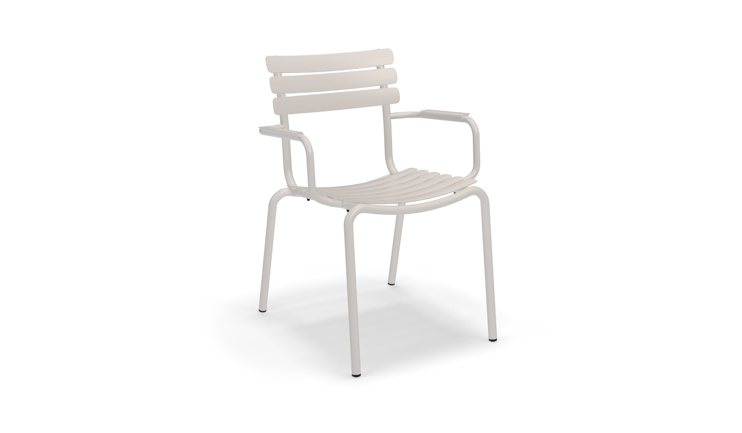 Alua - Chaise d'extérieur empilable durable en aluminium avec accoudoirs, blanc