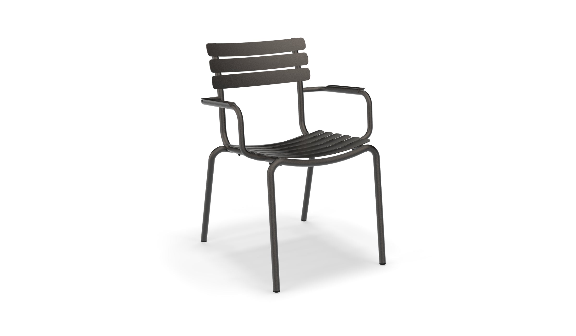 Alua - Chaise d'extérieur empilable durable en aluminium avec accoudoirs, noir