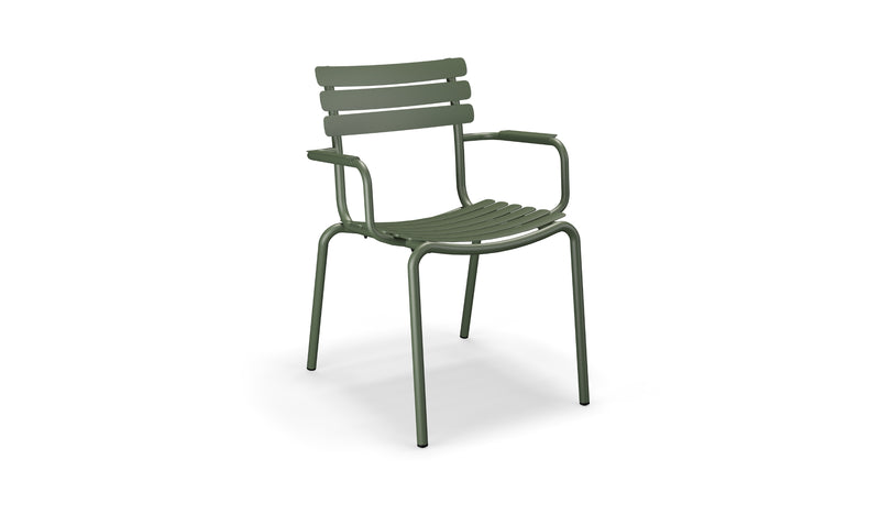 Alua - Chaise d'extérieur empilable durable en aluminium avec accoudoirs, vert olive