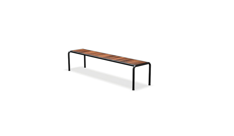 Avanti - Banc d'extérieur 200 cm en frêne certifié FSC® et acier noir thermolaqué